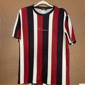 Red Black and White SHEIN Men’s Striped Shirt Small S